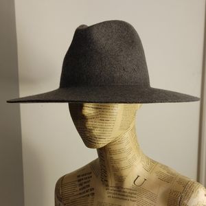 Grey wide brim fedora
